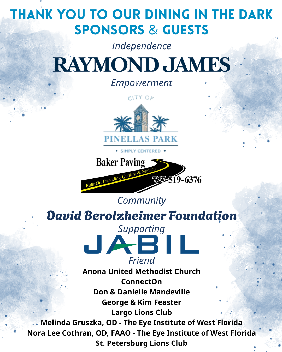 Thank you to our sponsors. Sponsor names numerous and listed here. 